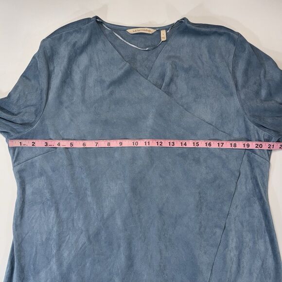 Soft Surroundings Faux Suede Open Front Drape Cardigan Blue Women Large - Picture 6 of 7